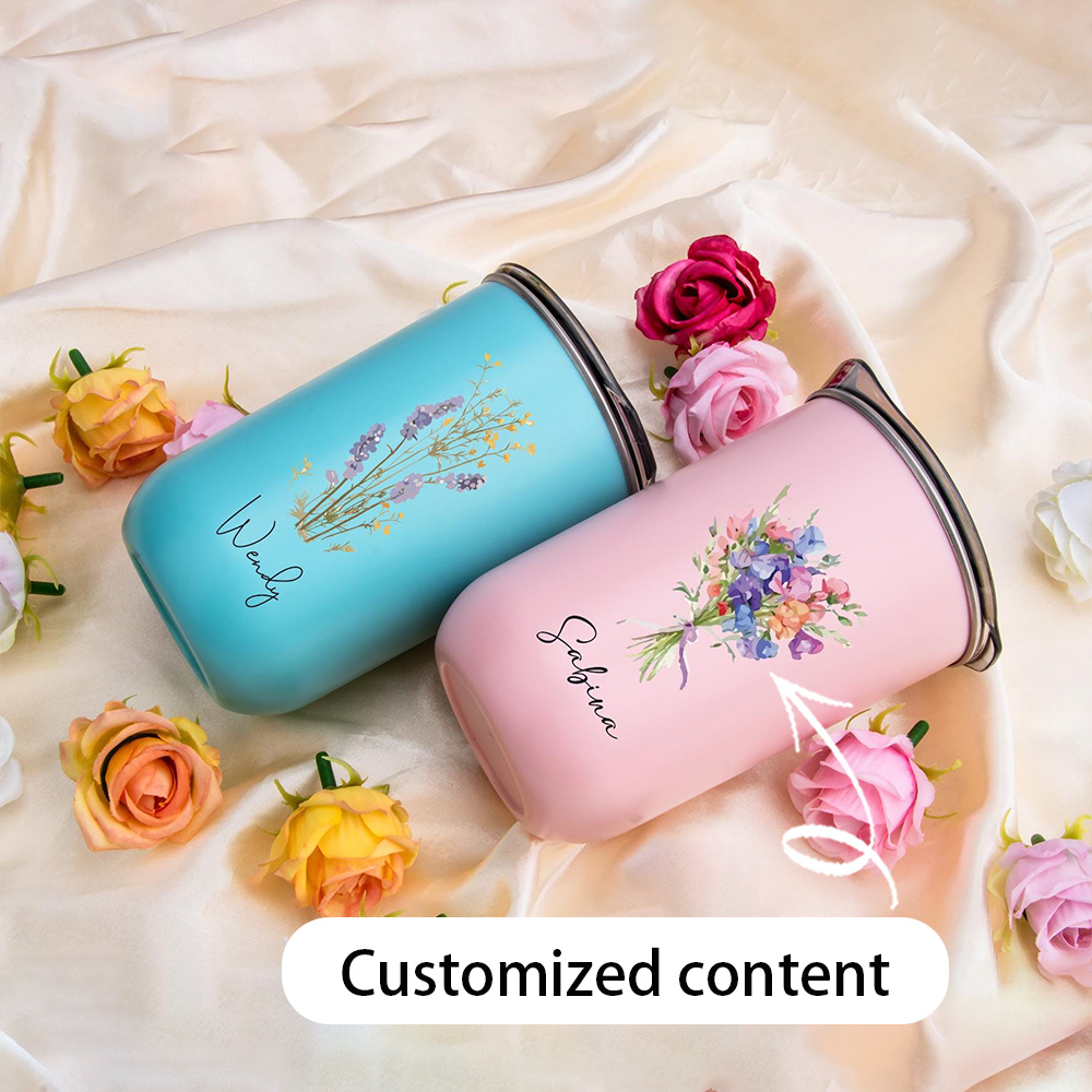 Coffee Equipment With Name - Gepersonaliseerde aanpassing Naam: Carnation Flower roestvrijstalen