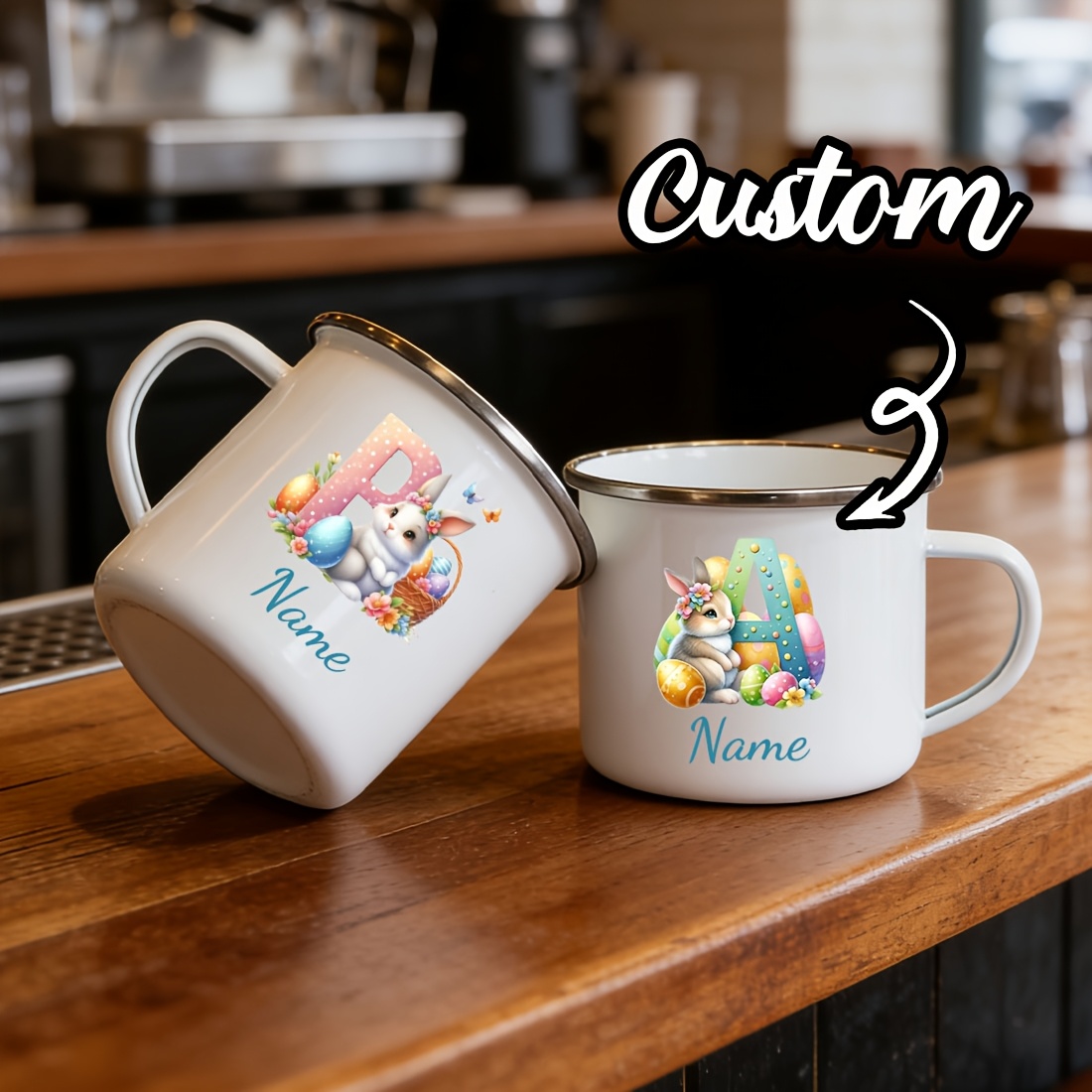 Coffee Equipment With Name - Gepersonaliseerde mok met bloemen, beginletter, naam,