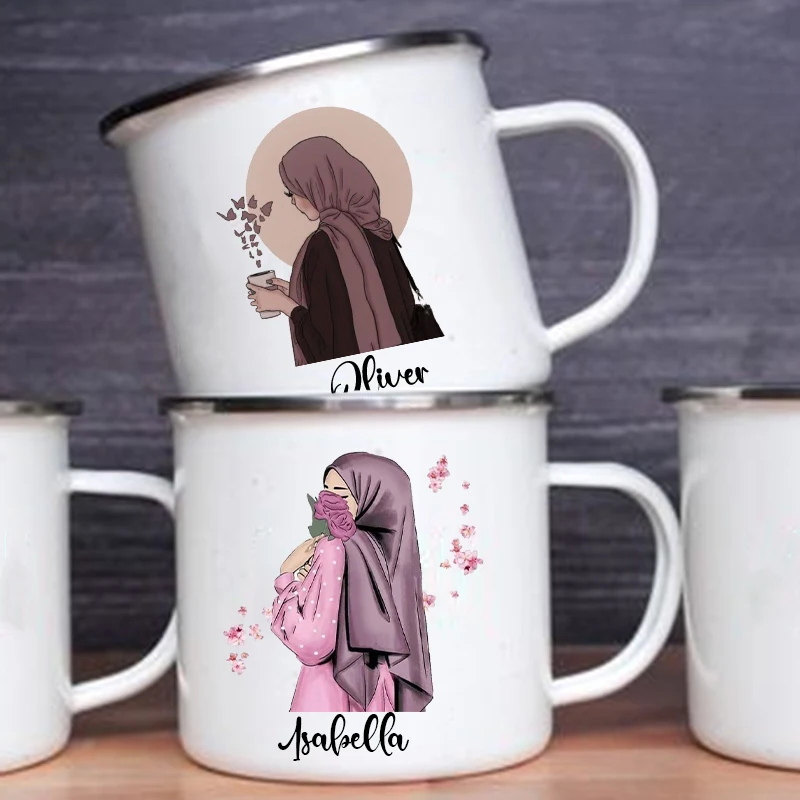 Coffee Equipment With Name - Gepersonaliseerde Hijabi Meisje Bedrukte Mok Koffiekopjes