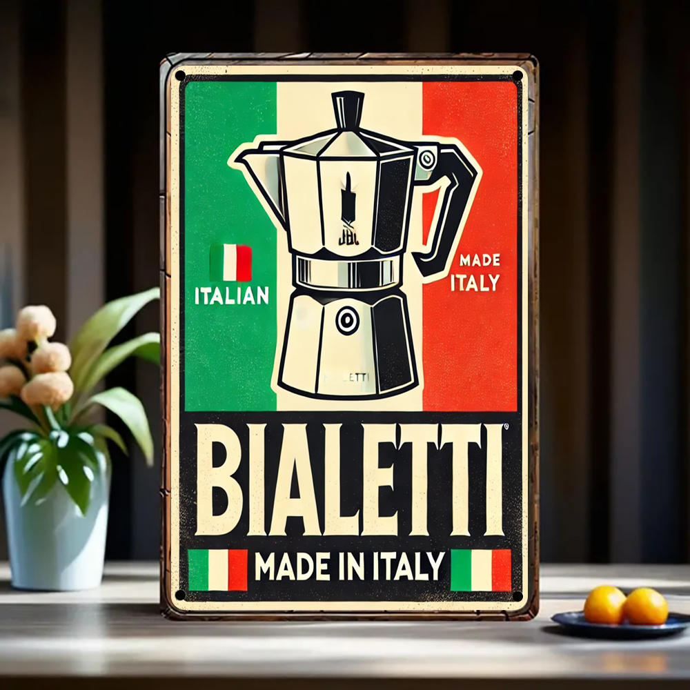 Vintage Coffee Equipment - Italiaanse Moka Koffiepot Italië Vlag Retro